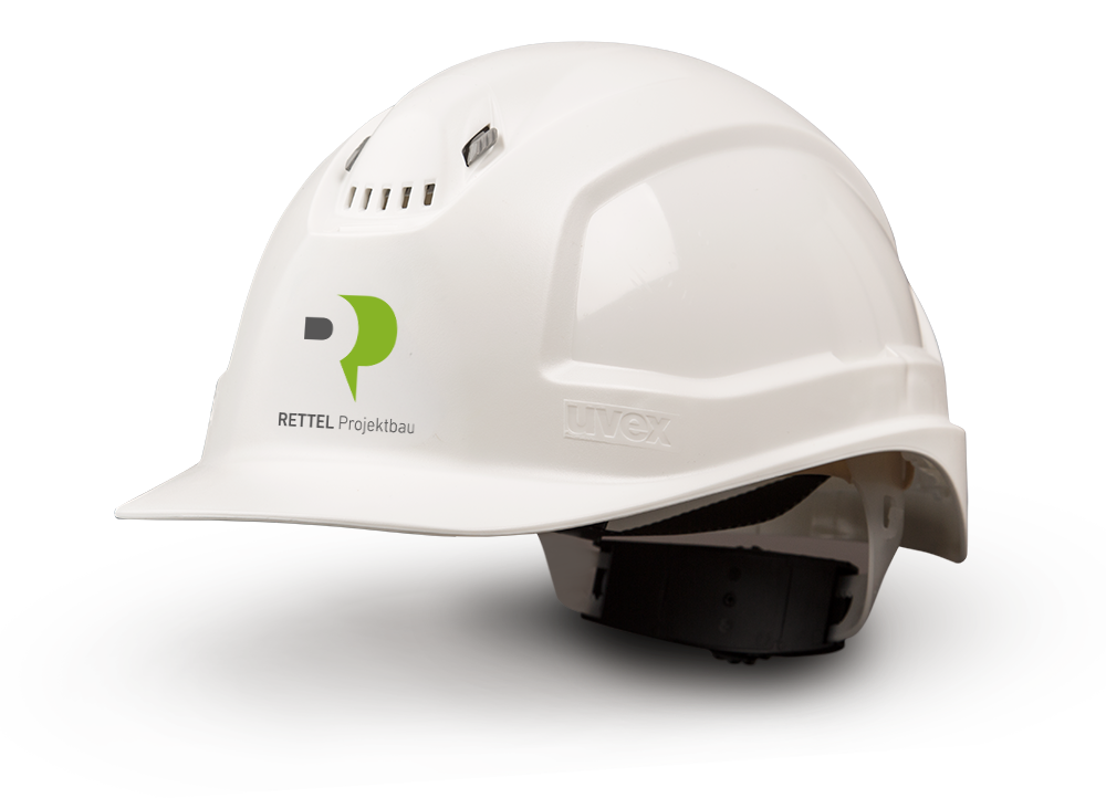 Rettel Projektbau Wiesbaden eigener Bauhelm